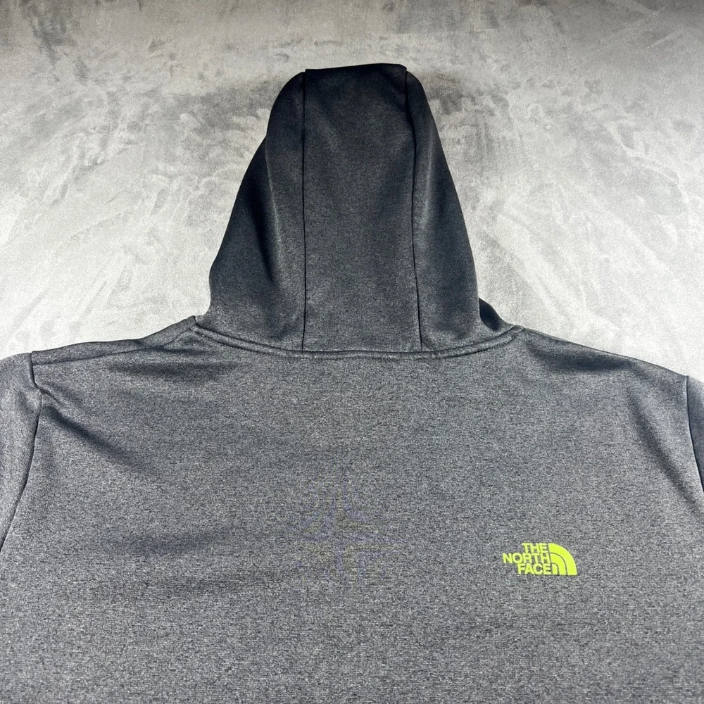 The North Face Mens Hoodie Large Grey Neon‎ Green Pullover Sweatshirt A2HG